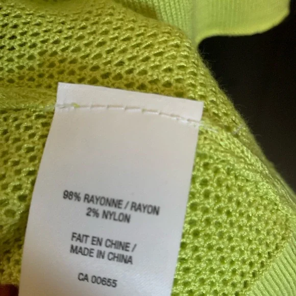 Lime Green Open-Front Women's cardigan. XL - Picture 2 of 8